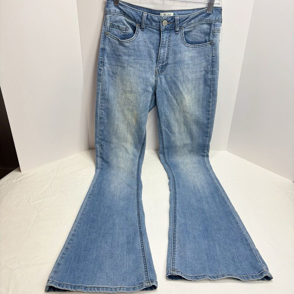 Mudd Curvy High Rise Flare Denim Jeans Size 9 Y2K Boho Festival
